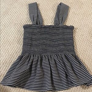 Madewell Striped Sleeveless Peplum Top